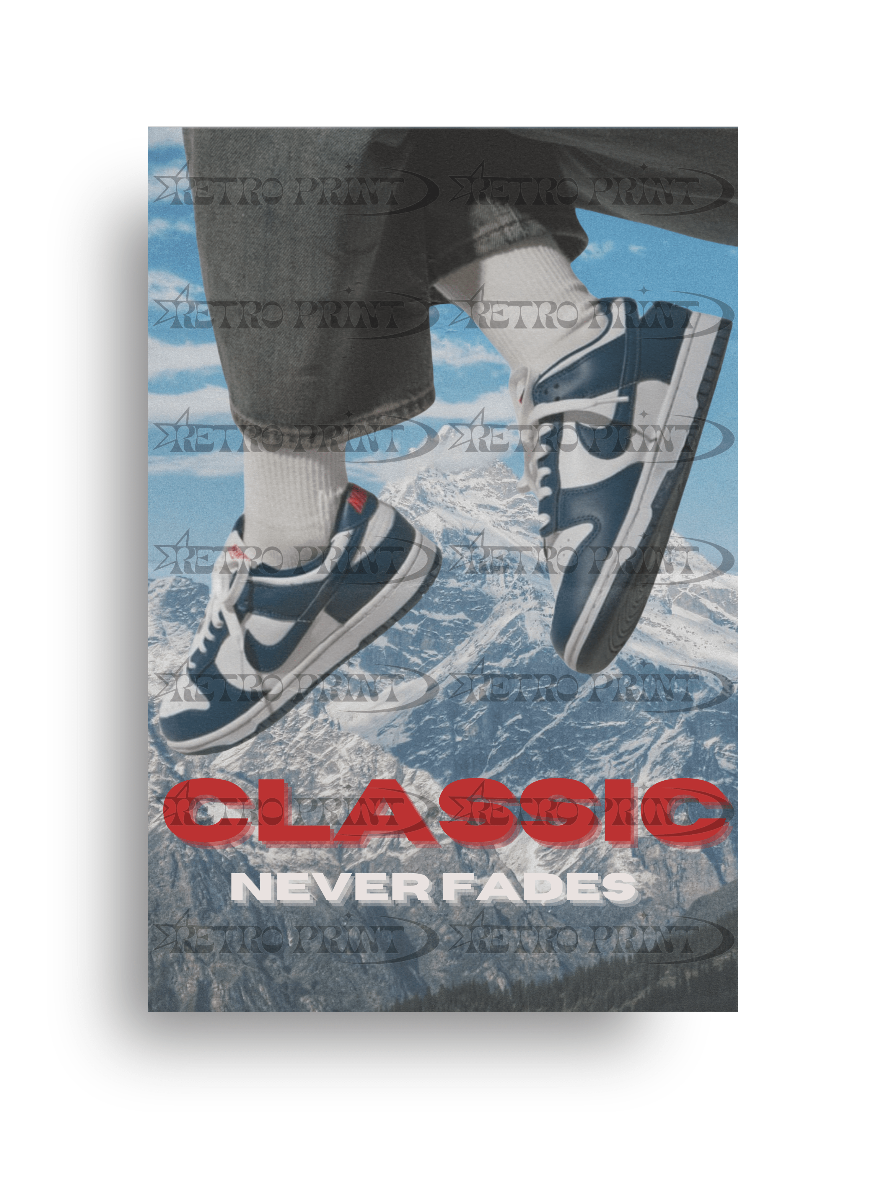 ナイキ　オールスター　パノラマポスター Classic Never Fades – Nike Valerian Blue Low Dunks Poster – Retro
