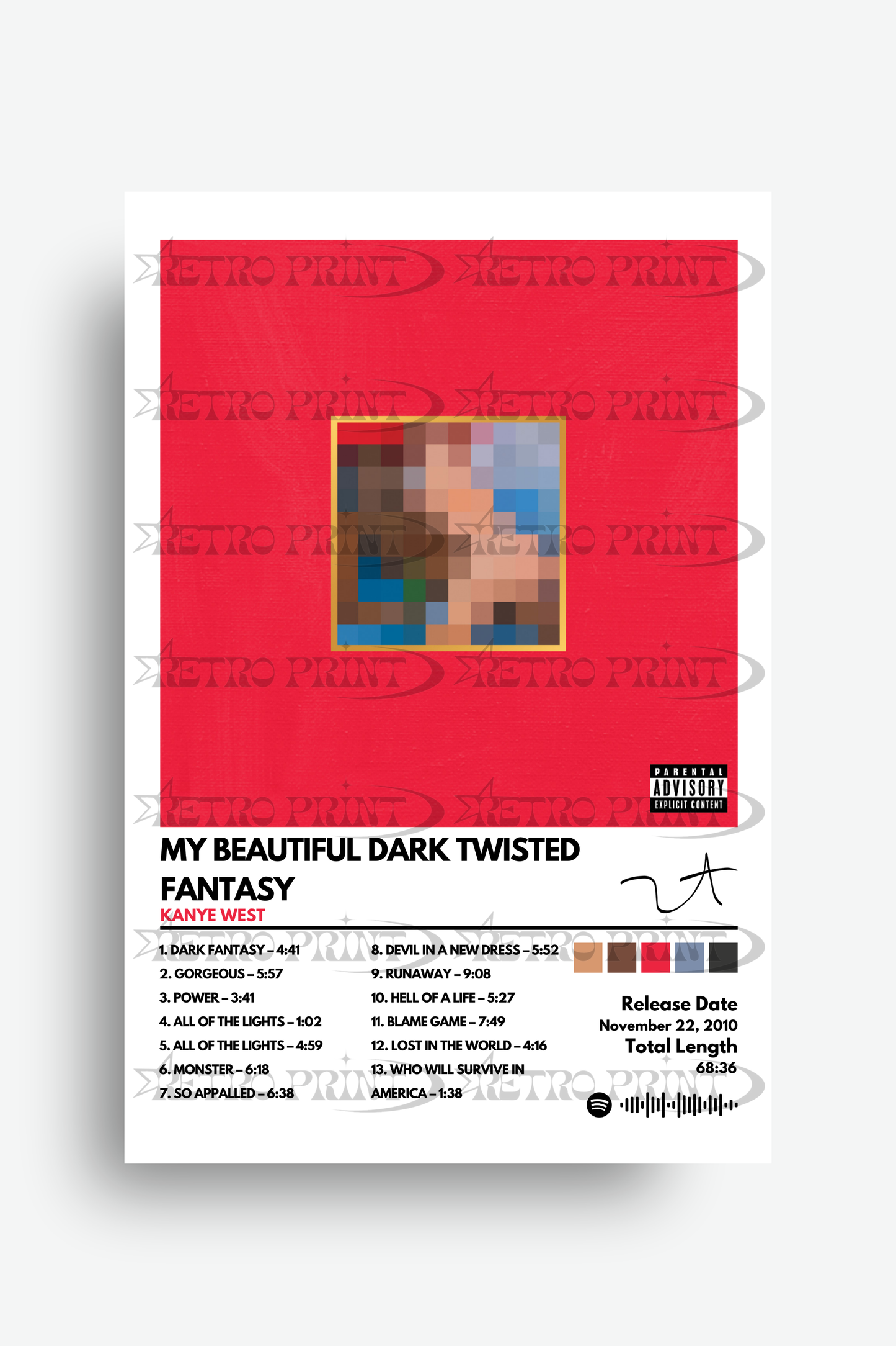 My Beautiful Dark Twisted Fantasy Album Cover Poster – Kanye West