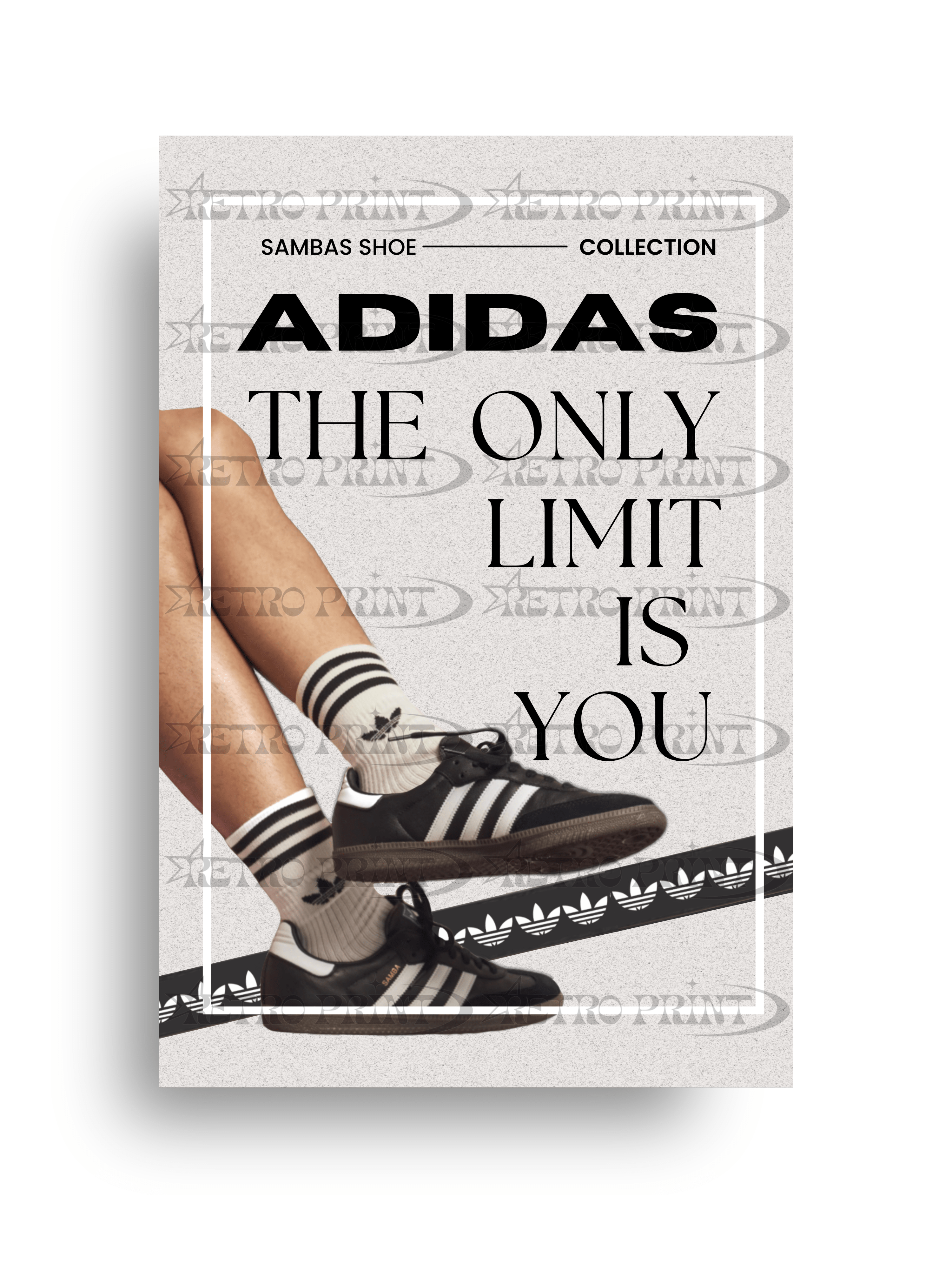 Adidas Black Sambas The Only Limit is You Poster Retro Print Adidas Black Sambas The Only Limit is You Poster Retro Print