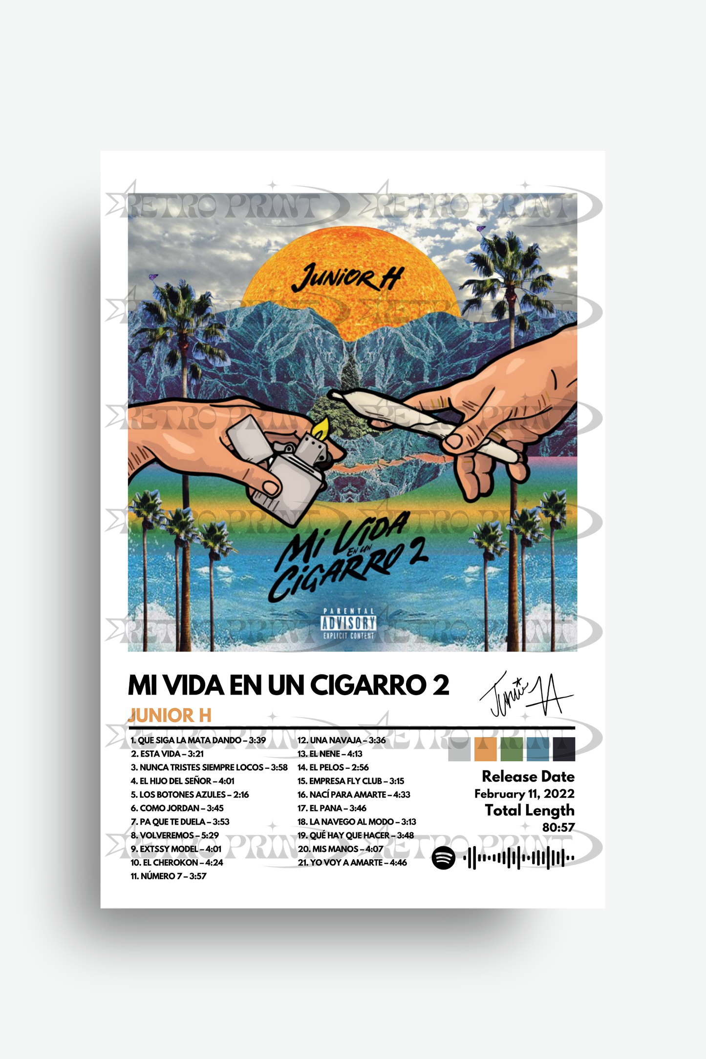 Mi Vida en un Cigarro 2 Album Cover Poster- Junior H