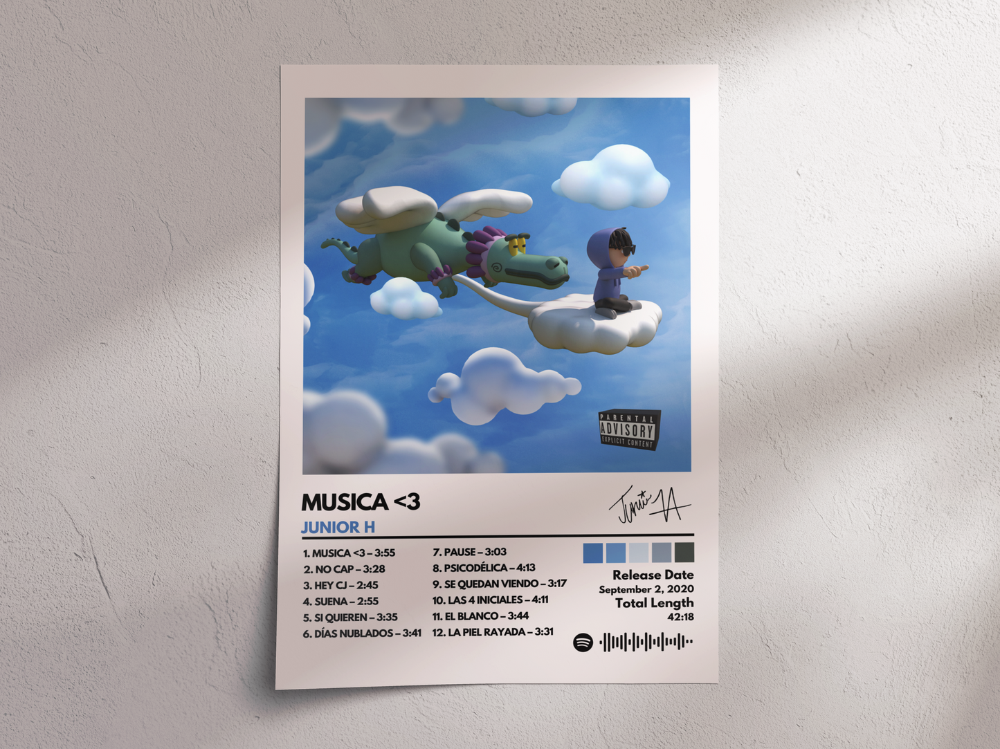Musica <3 Album Cover Poster - Junior H
