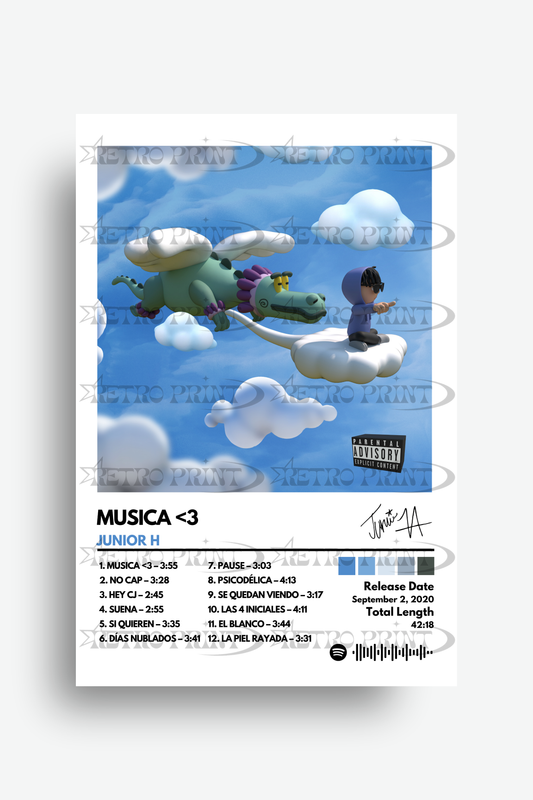 Musica <3 Album Cover Poster - Junior H