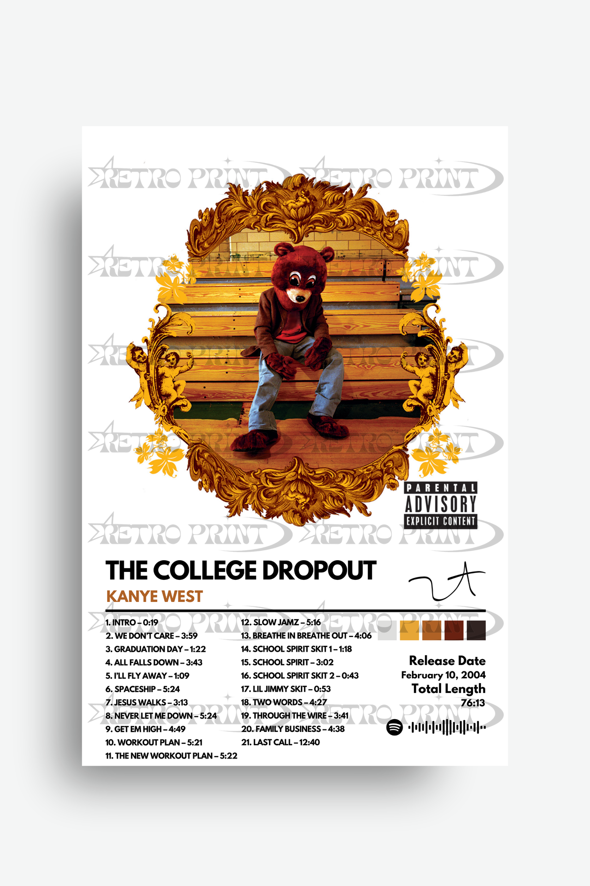 The College Dropout Album Cover Poster – Kanye West – Retro Print