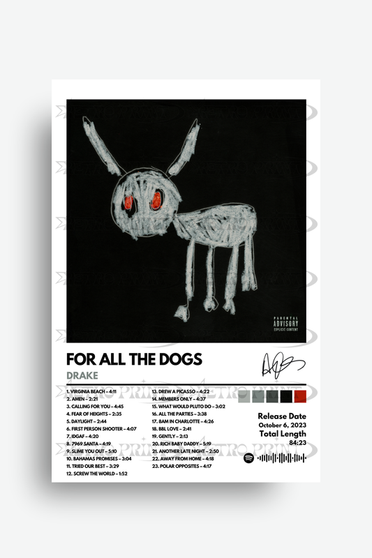 For All The Dogs Album Poster – Drake