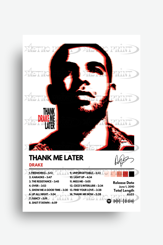 Thank Me Later Album Poster – Drake