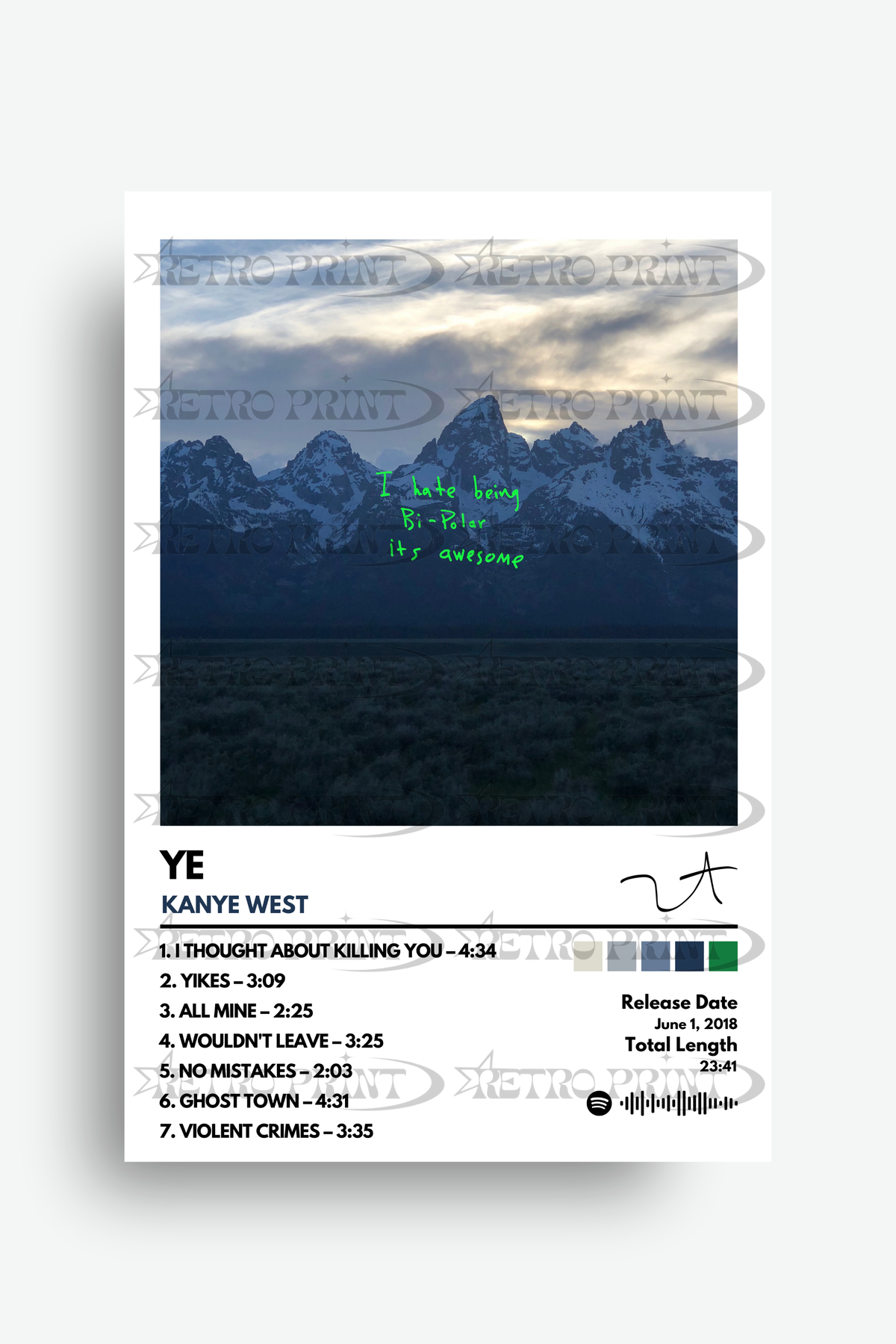 Yetler Ye Album Cover Poster – Kanye West – Retro Print