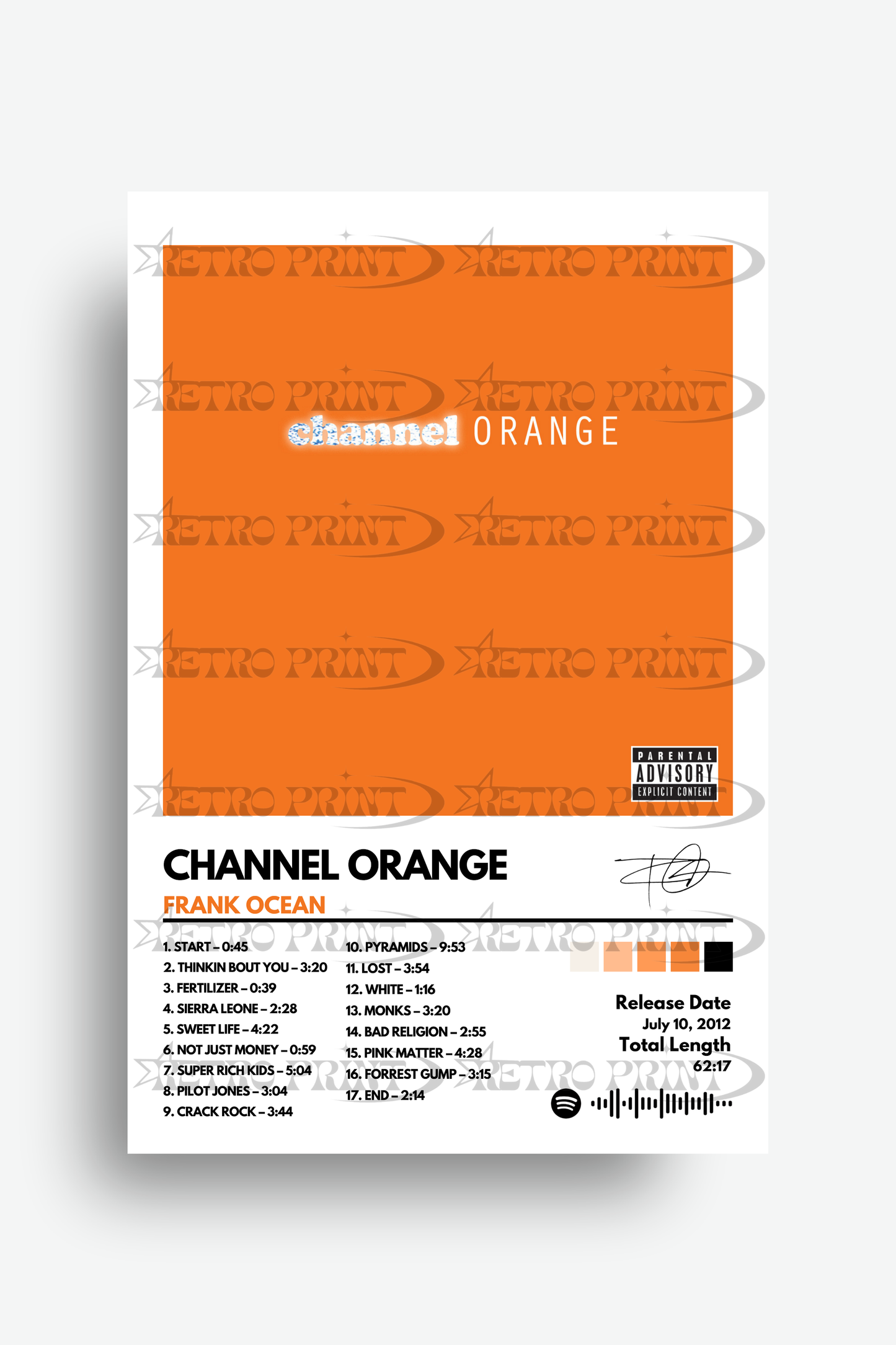 Channel Orange Album Cover Poster – Frank Ocean