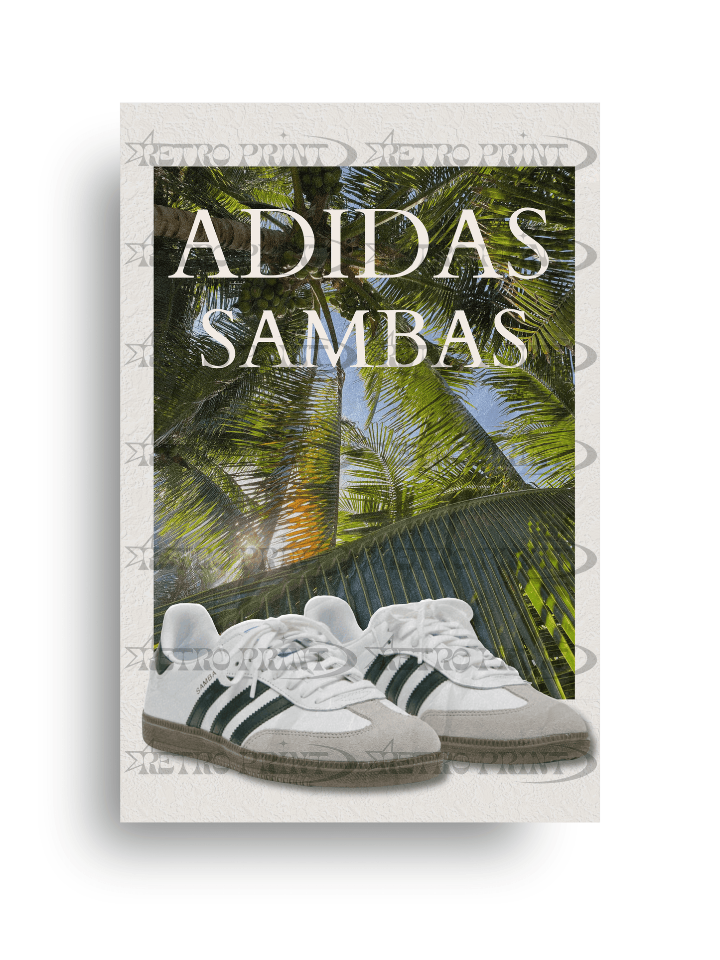 Adidas White Sambas – Tropical Vibe Poster