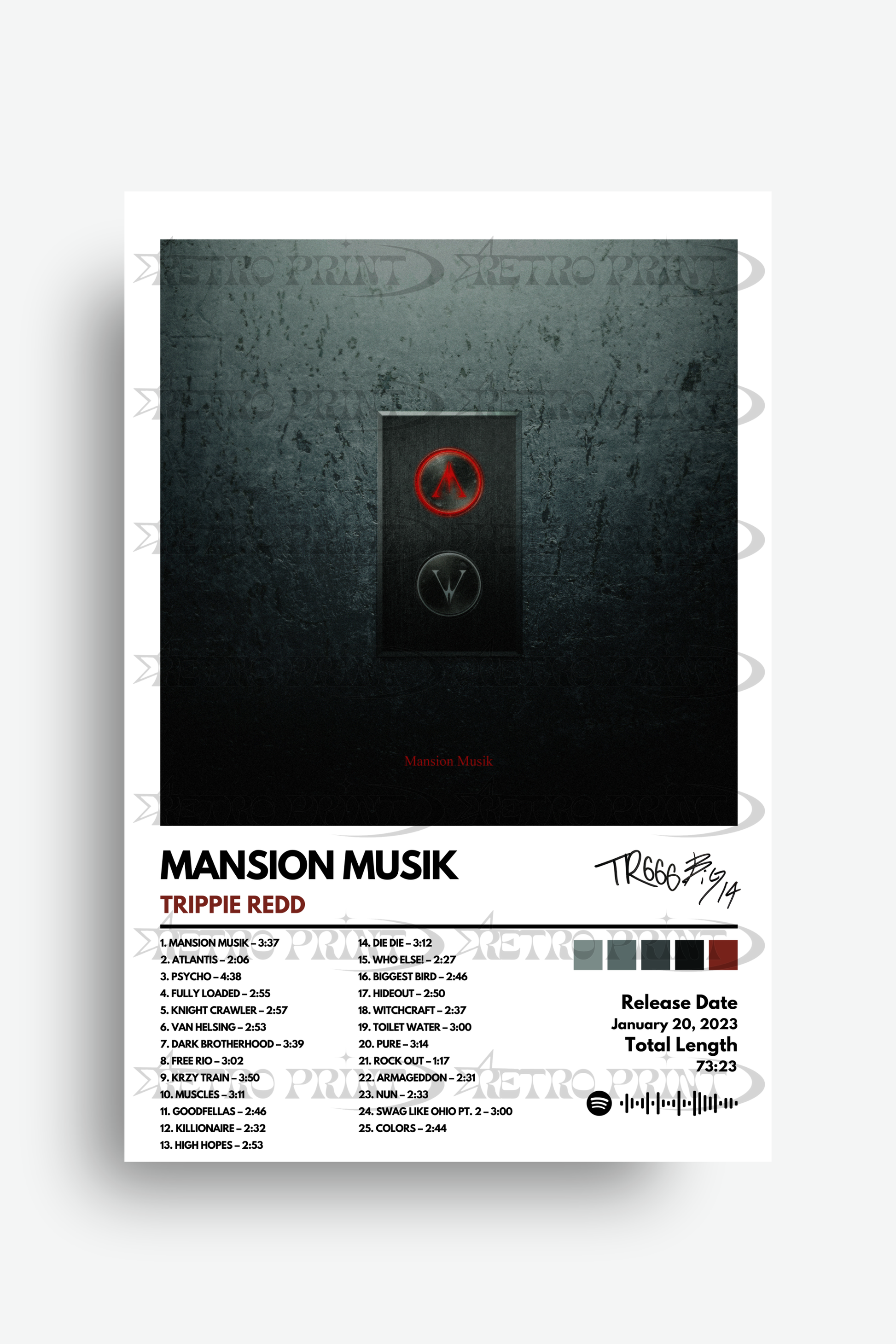 Mansion Musik Album Poster – Trippie Redd - Retro Print
