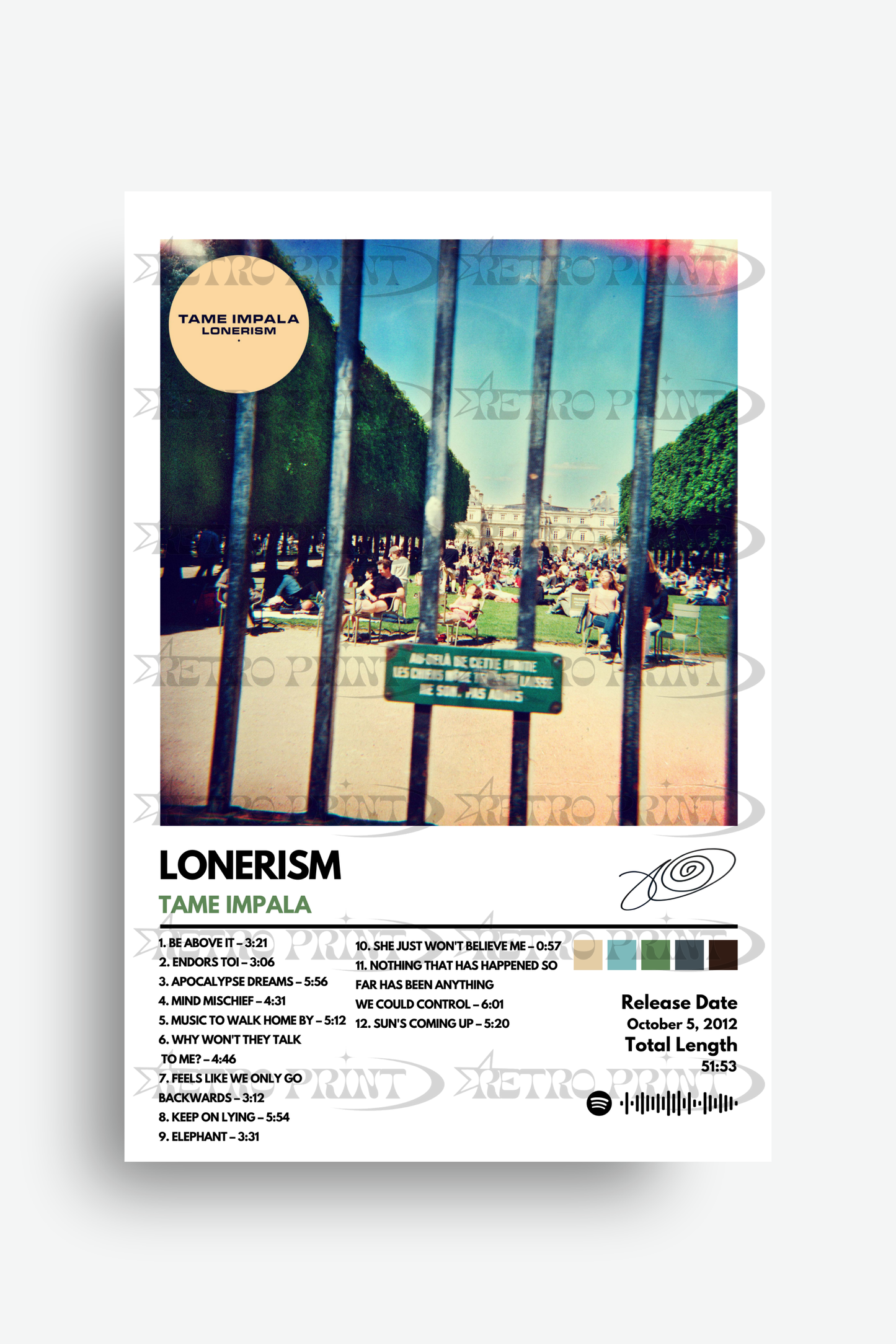 Lonerism Album Poster – Tame Impala - Retro Print