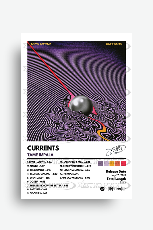 Currents Album Poster – Tame Impala - Retro Print