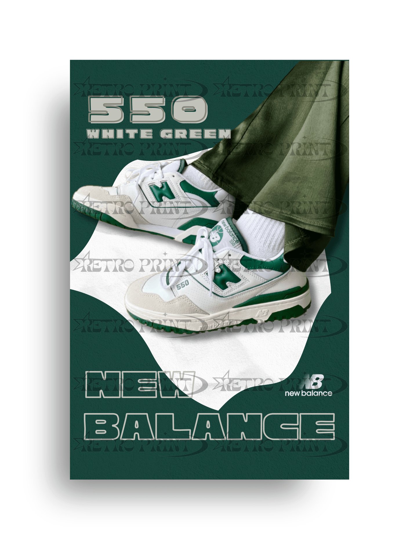 New Balance 550 – White Green Retro Poster