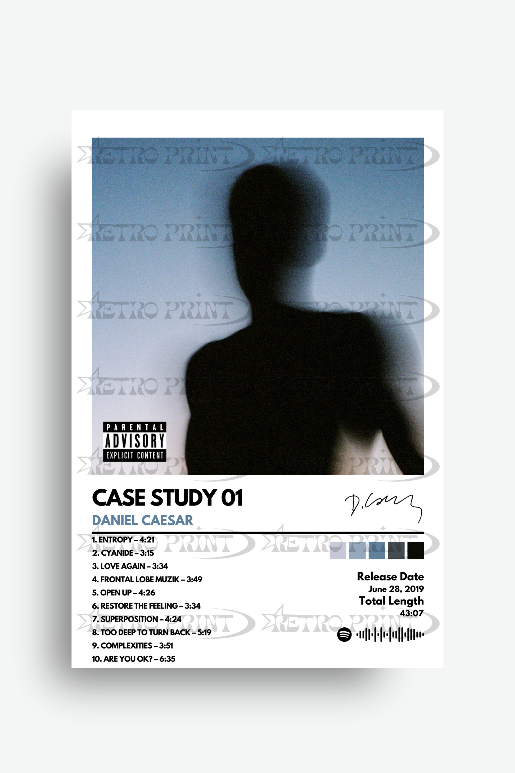 Album cover with silhouette and text on a white background