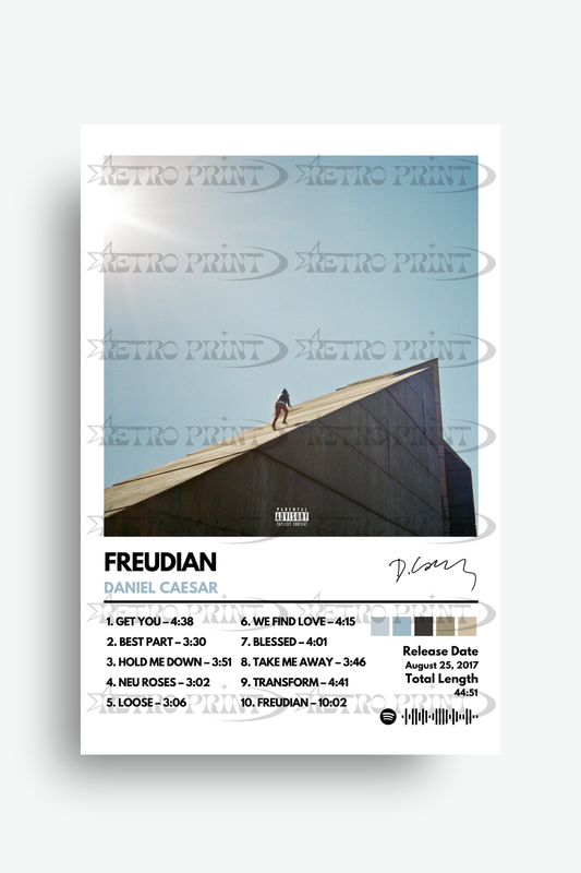 Album cover with a person on a rooftop and album details.