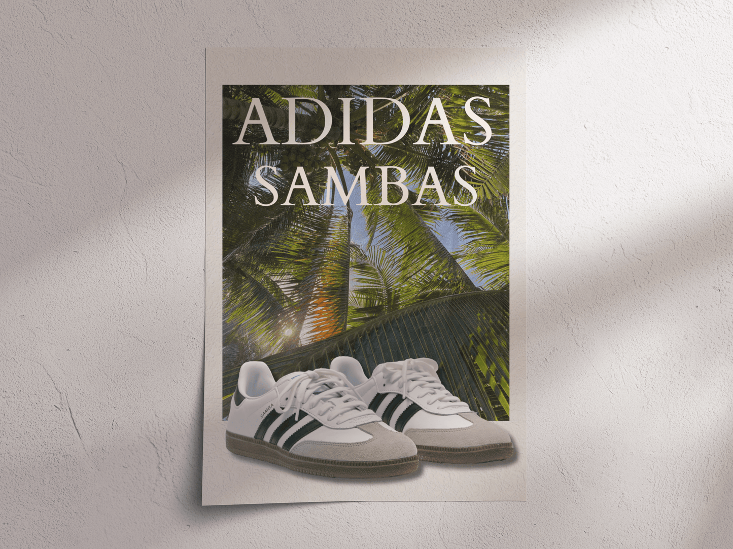 Adidas White Sambas – Tropical Vibe Poster